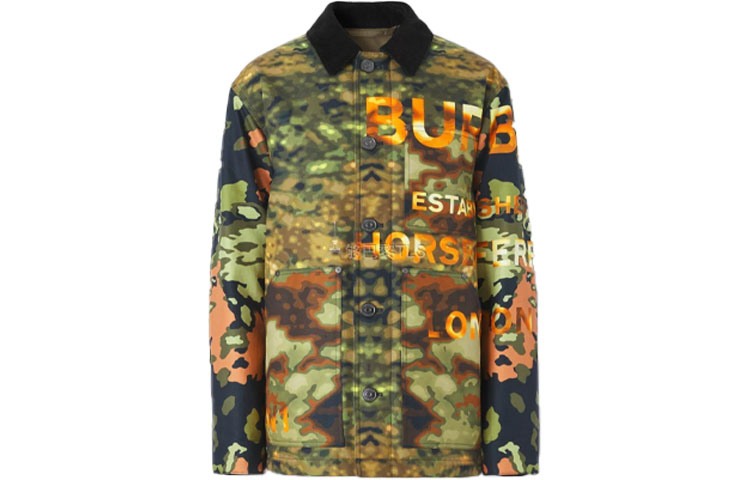 Burberry Yellow Letter Camouflage Polo Collar Long Sleeve Jacket 80427641