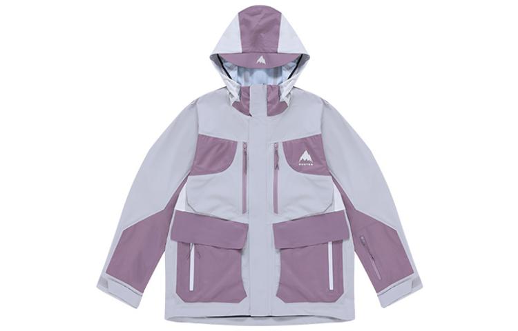 Burton AIZAWA Series Multi-Pocket Letter Print Hooded Jacket Purple Gray - 88800399103