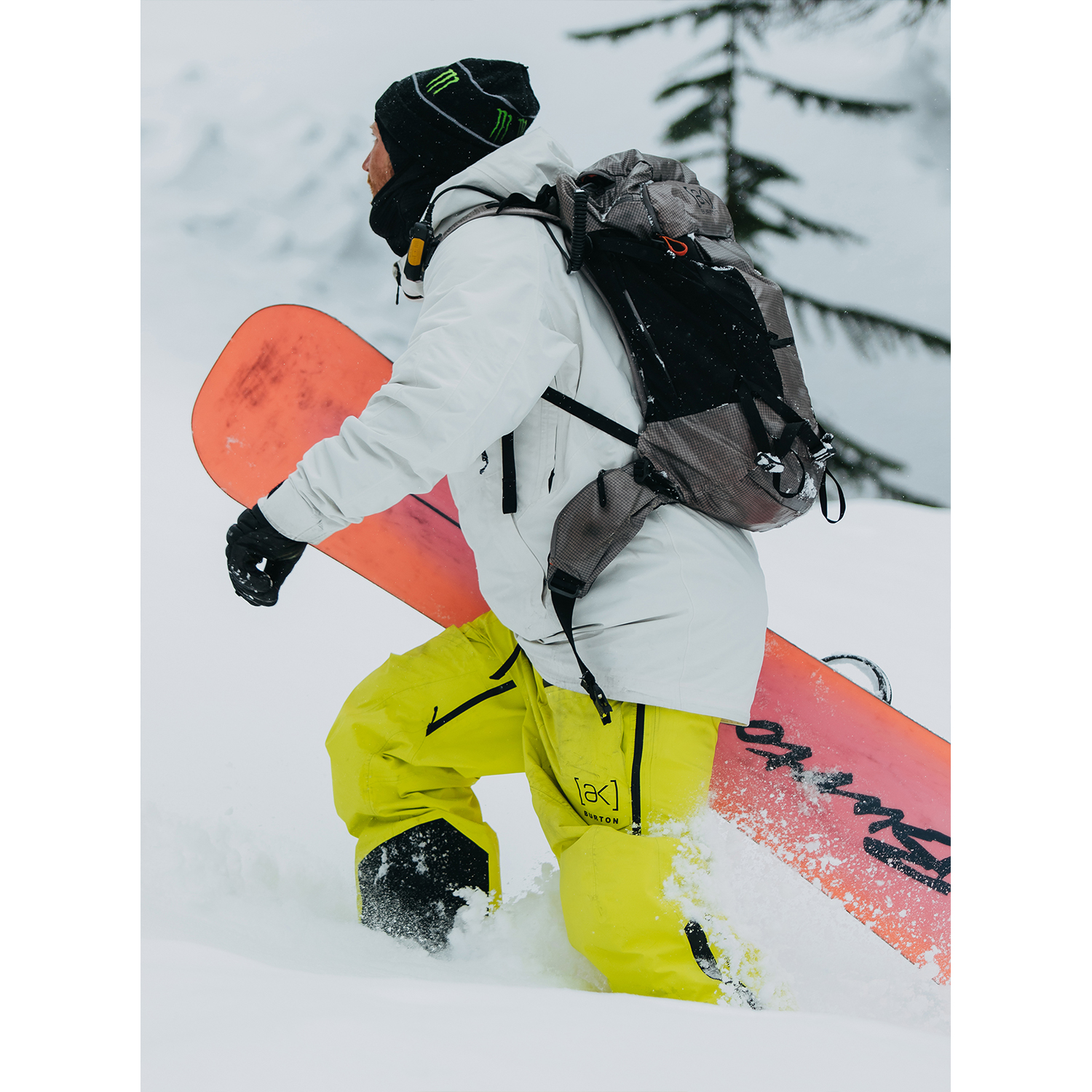 Lookbook Jaket Snowboard Windproof dengan Hoodie Resleting Putih BURTON AK 14979107100