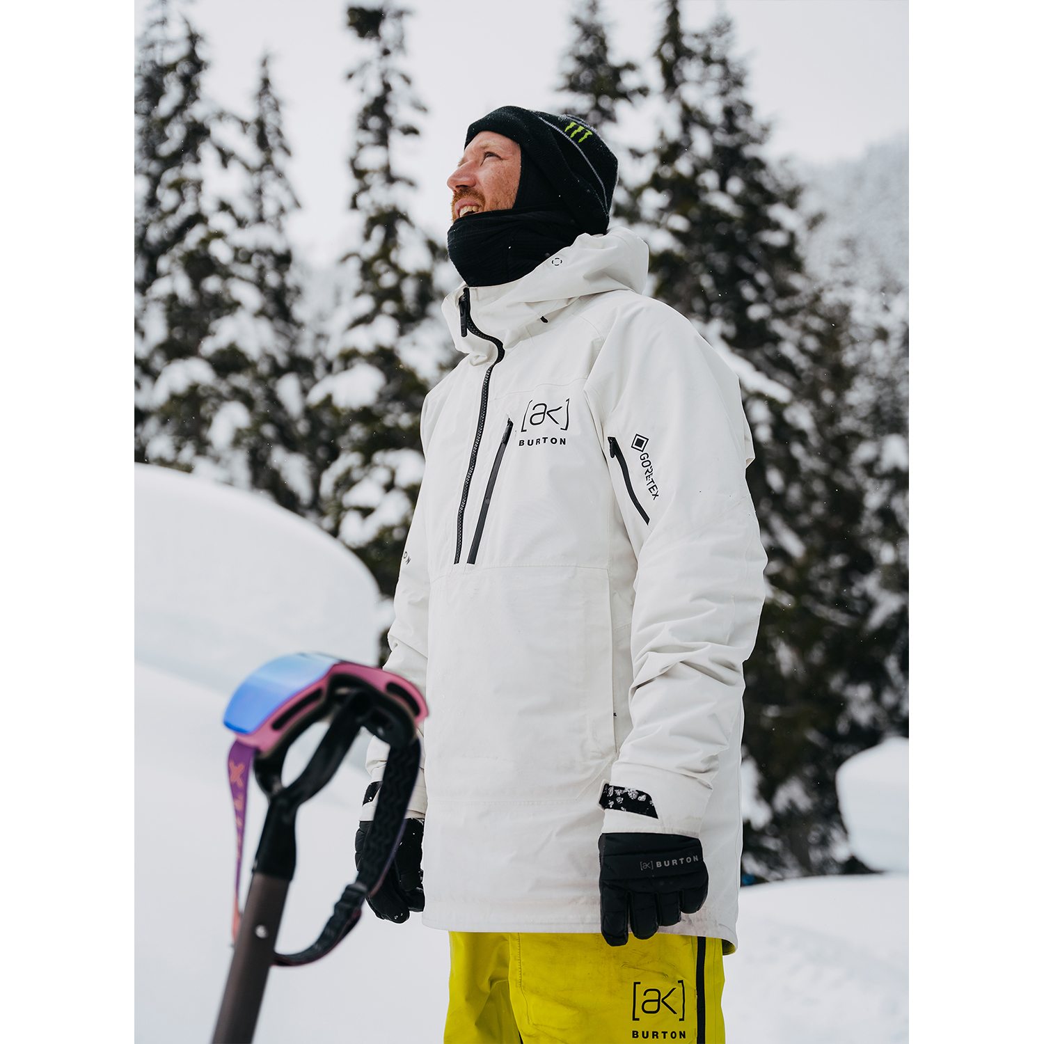 Shop Jaket Snowboard Windproof dengan Hoodie Resleting Putih BURTON AK 14979107100