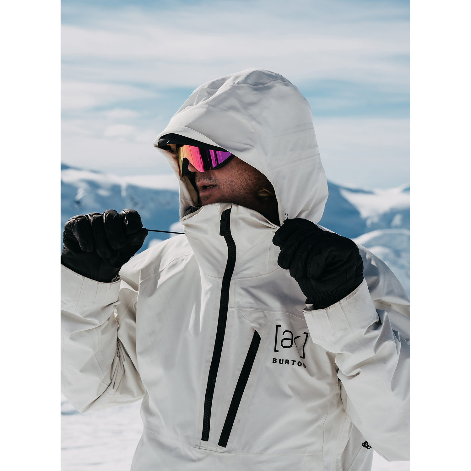Details for Jaket Snowboard Windproof dengan Hoodie Resleting Putih BURTON AK 14979107100