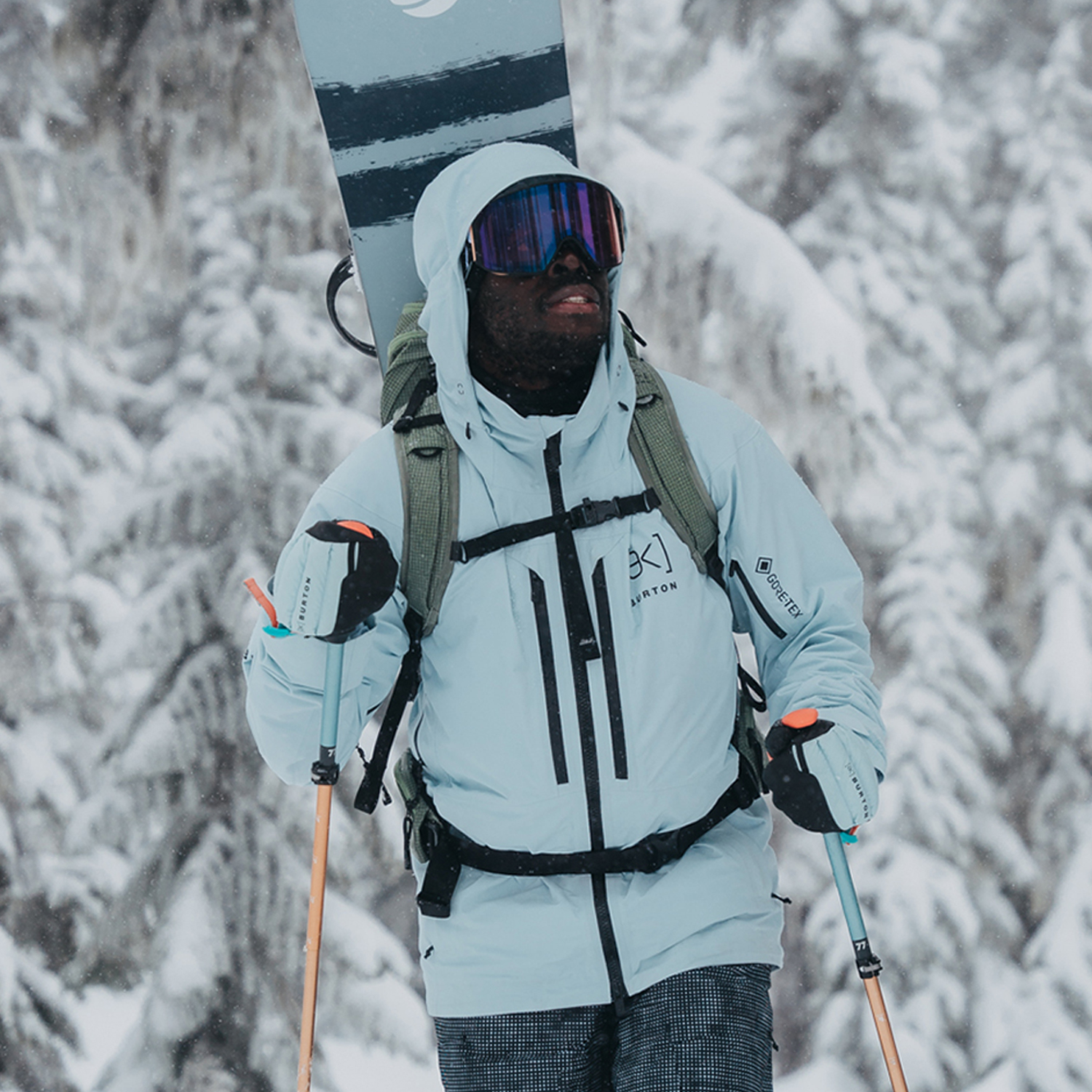 BURTON AK SWASH 2L GORE-TEX Waterproof Windproof Hooded Snowboard Jacket Light Blue 10001109406 圖 3