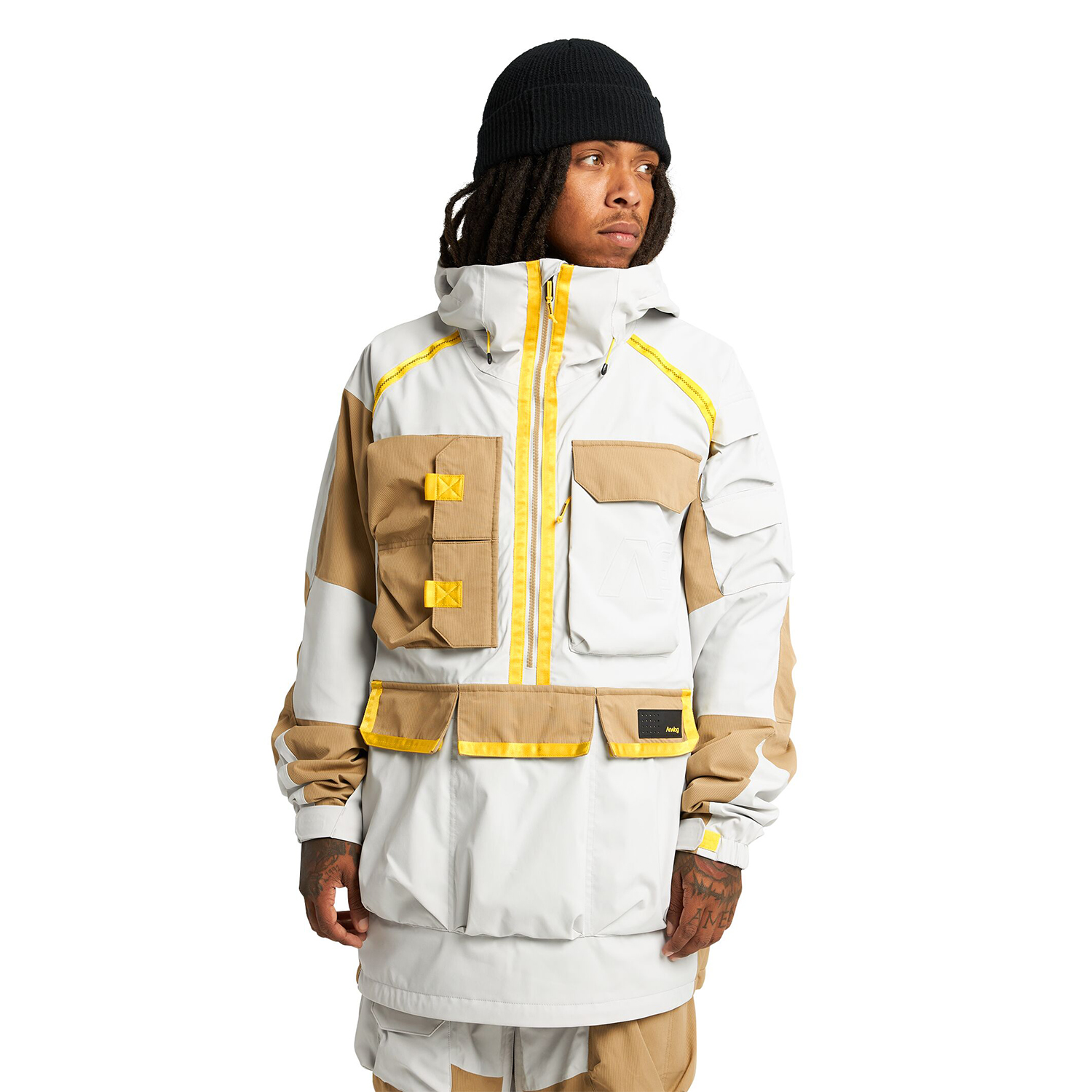 Shop Burton Analog AG Fader 20th Anniversary Waterproof Snowboard Jacket White/Khaki 22549100020