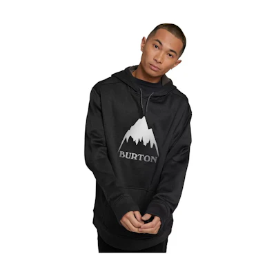 Burton Black Hoodie with Letter Print Fleece Design 16223110004