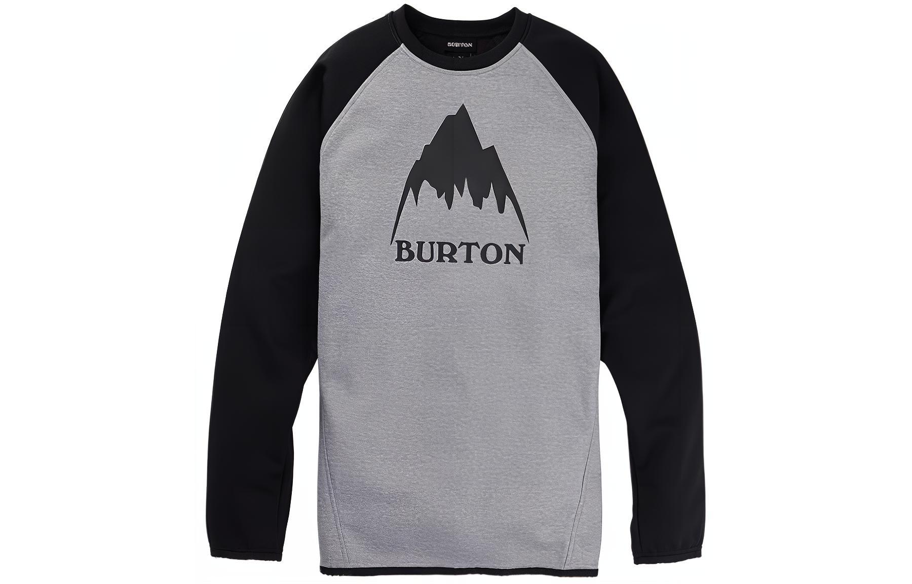 Burton Crown Retro Print Raglan Crewneck Sweatshirt for Men Black/Grey 22022100020