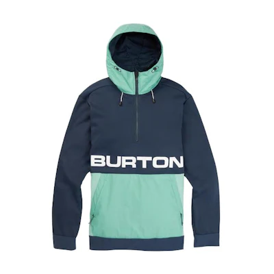 Burton Half-Zip Colorblock Hoodie with Letter Print - Blue 21740100401