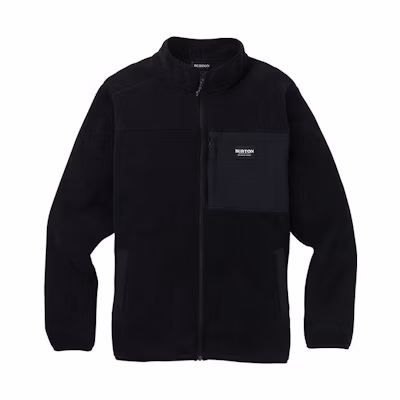Burton Hearth Fleece Black Zip-Up Jacket - Breathable, Warm & Relaxed Fit 20829101001
