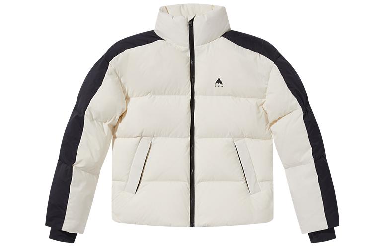 BURTON Puff Down Contrast Zipper Stand Collar Puffer Jacket Unisex White. 99904999100