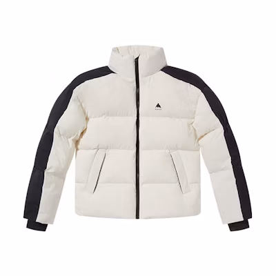 BURTON Puff Down Contrast Zipper Stand Collar Puffer Jacket Unisex White. 99904999100