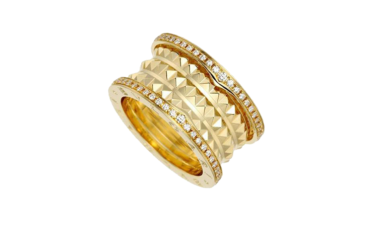 Lookbook BVLGARI B.Zero1 18k Gold Diamond Ring Unisex Couples Jewelry. AN859026