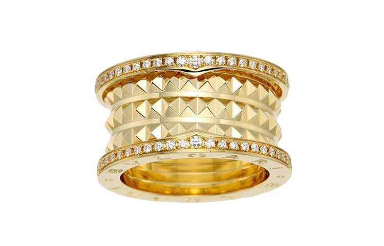 Shop BVLGARI B.Zero1 18k Gold Diamond Ring Unisex Couples Jewelry. AN859026