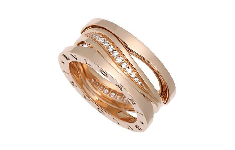 BVLGARI B.Zero1 18K Rose Gold Narrow Diamond Ring Unisex Couples Jewelry. AN858365 圖 2
