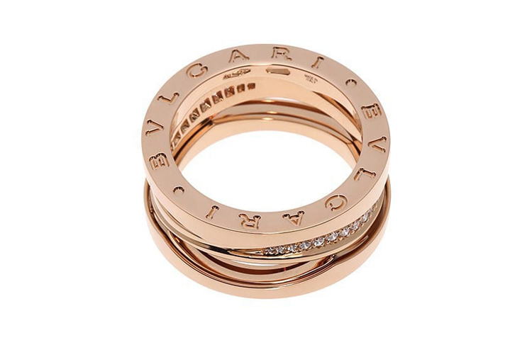 BVLGARI B.Zero1 18K Rose Gold Narrow Diamond Ring Unisex Couples Jewelry. AN858365 圖 3