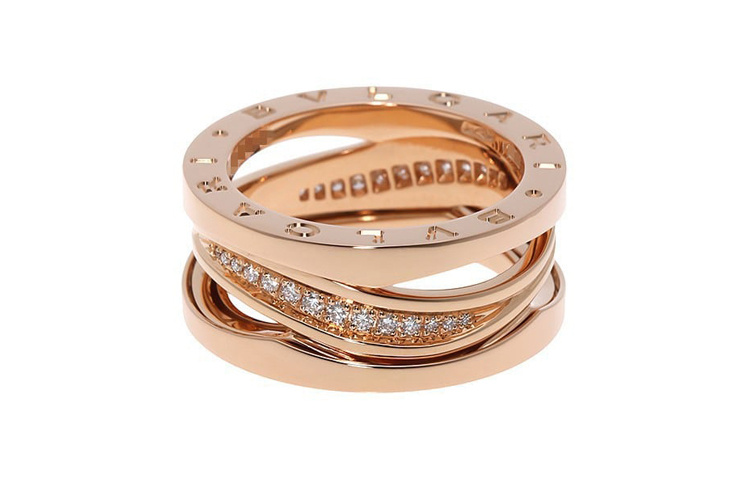 BVLGARI B.Zero1 18K Rose Gold Narrow Diamond Ring Unisex Couples Jewelry. AN858365 圖 4