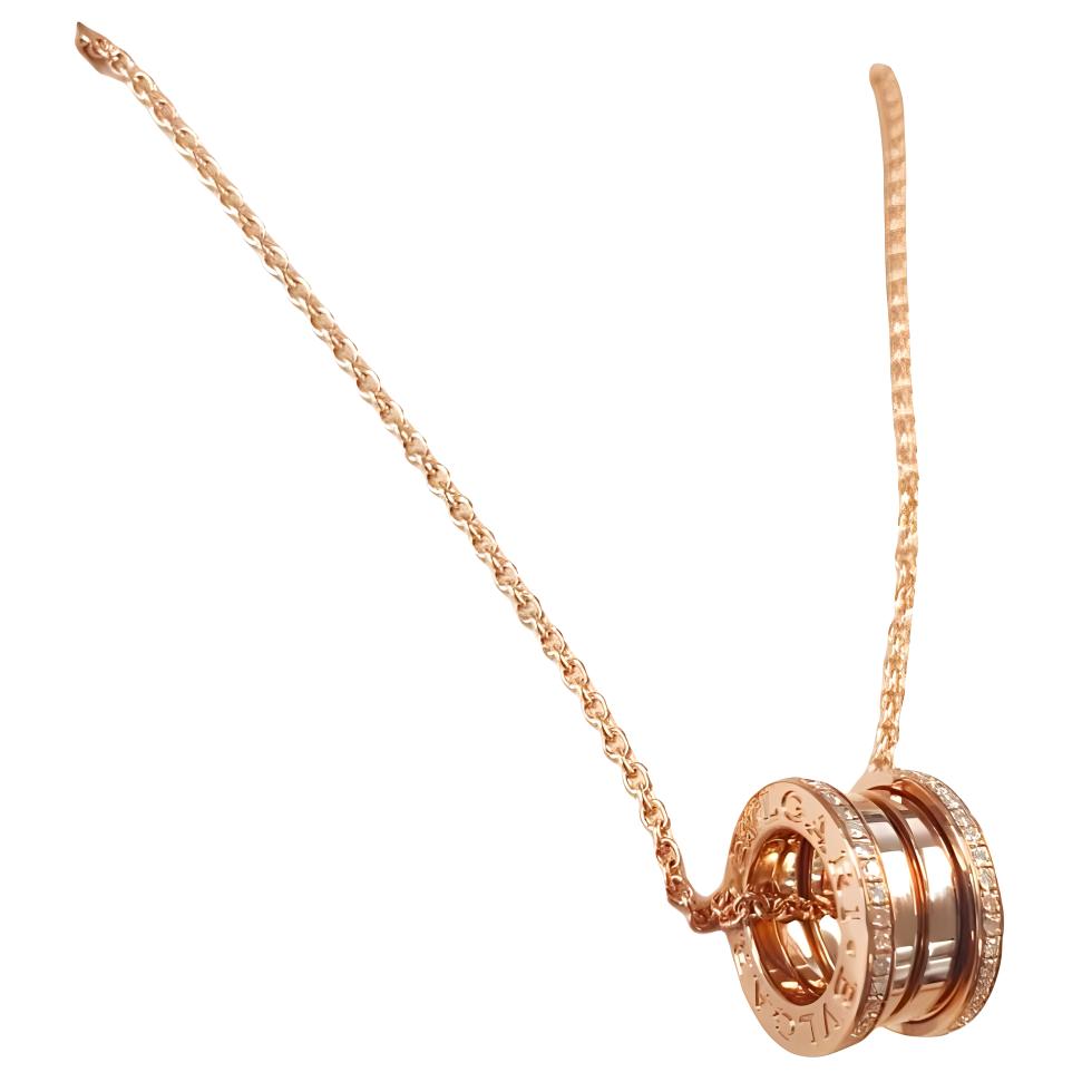 BVLGARI B.ZERO1 18K Rose Gold Necklace Unisex Casual Fashion for Couples. 355062