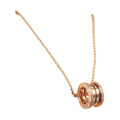 BVLGARI B.ZERO1 18K Rose Gold Necklace Unisex Casual Fashion for Couples. 355062