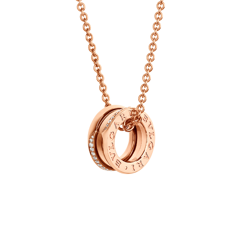 BVLGARI B.ZERO1 18K Rose Gold Necklace Unisex Couple's Casual Elegant Jewelry 359292