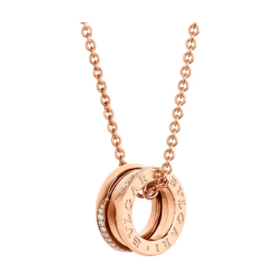 BVLGARI B.ZERO1 18K Rose Gold Necklace Unisex Couple's Casual Elegant Jewelry 359292
