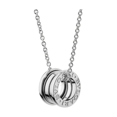 BVLGARI B.ZERO1 18K White Gold 3-Band Spring Necklace Unisex Silver CL857832-352815