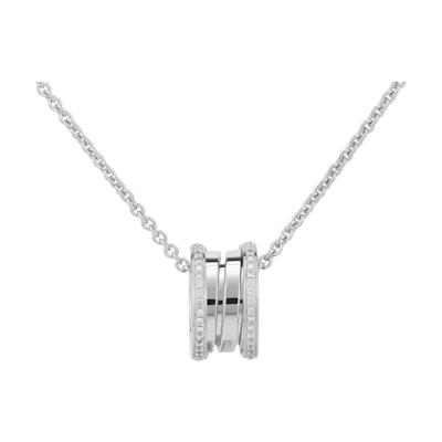 BVLGARI B.ZERO1 18K White Gold Triple Band Necklace with Diamonds Unisex. 350054