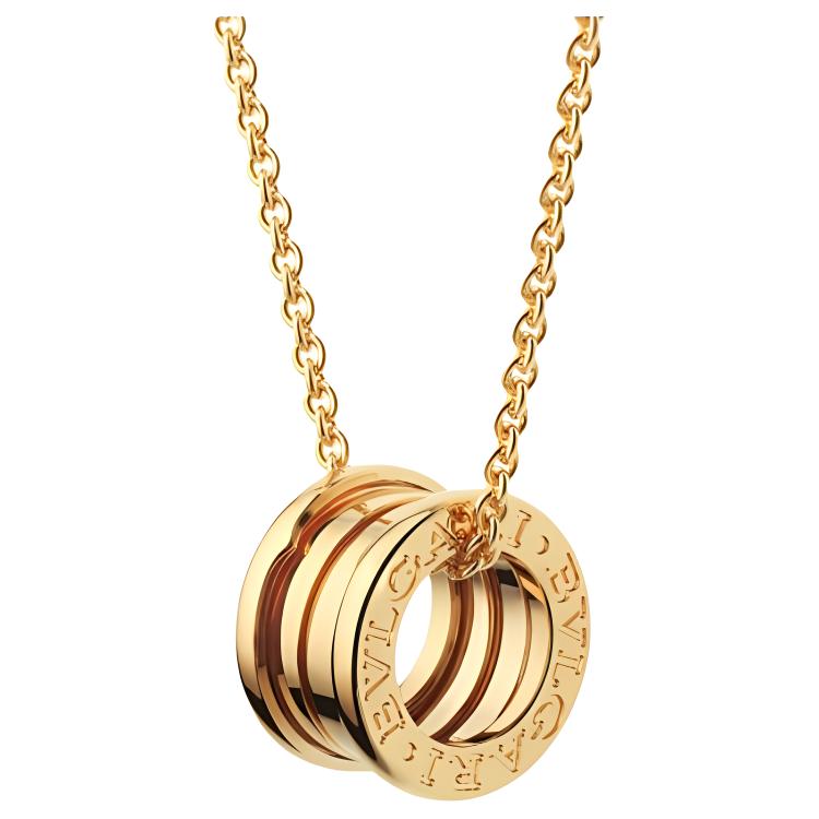 BVLGARI B.ZERO1 3-Ring 18K Gold Necklace Unisex Couple Design - Gold CL857831-352814