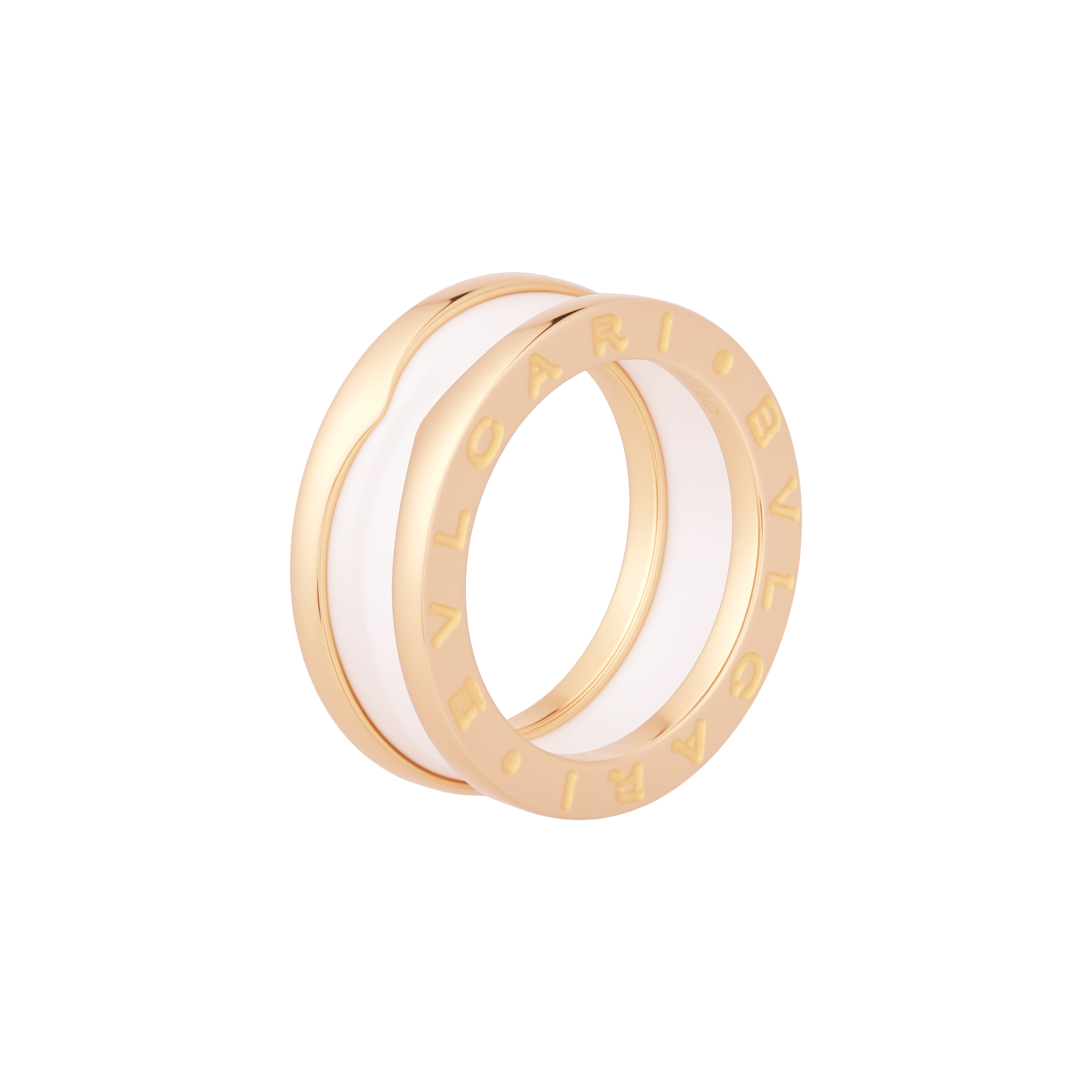 BVLGARI B.ZERO1 Ceramic Narrow 18K Rose Gold Ring for Couples Unisex AN855964
