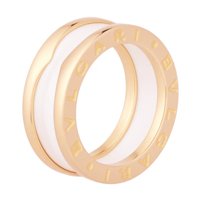 BVLGARI B.ZERO1 Ceramic Narrow 18K Rose Gold Ring for Couples Unisex AN855964