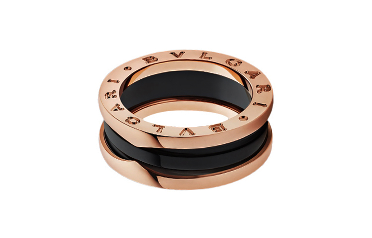 BVLGARI B.ZERO1 Ceramic Rose Gold Logo Ring Unisex Couple's Edition. 347043