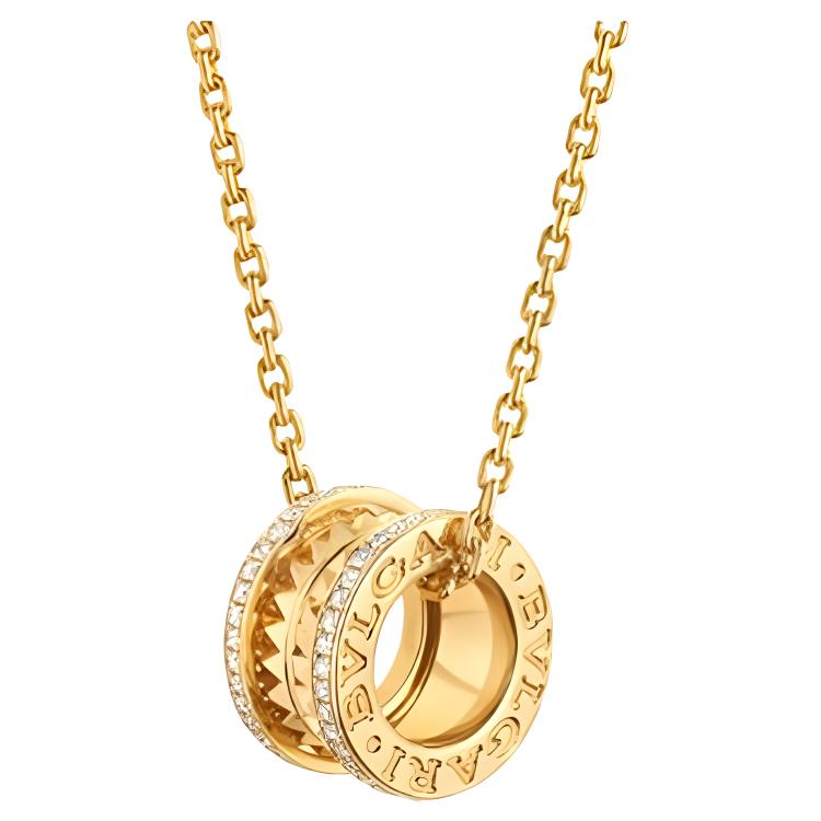 BVLGARI B.ZERO1 Diamond-Studded Necklace Unisex Casual Fashion Series. CL859027-357885