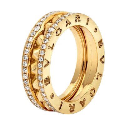 BVLGARI B.ZERO1 Diamond Gold Ring Unisex Fashion Classic Single Band. AN859221