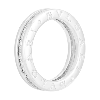 BVLGARI B.zero1 Diamond K Gold Ring Unisex Couple Silver Plated. 329357