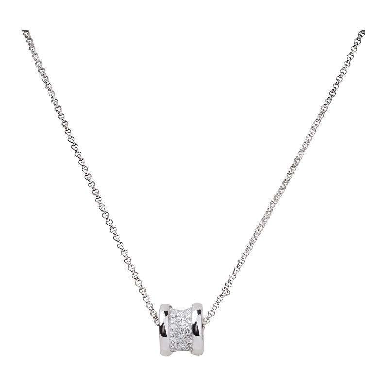 BVLGARI B.ZERO1 Diamond Pendant Necklace in White Gold Unisex Couple Design. CL857519-351117