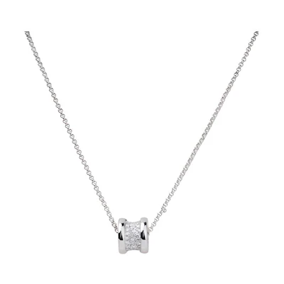 BVLGARI B.ZERO1 Diamond Pendant Necklace in White Gold Unisex Couple Design. CL857519-351117