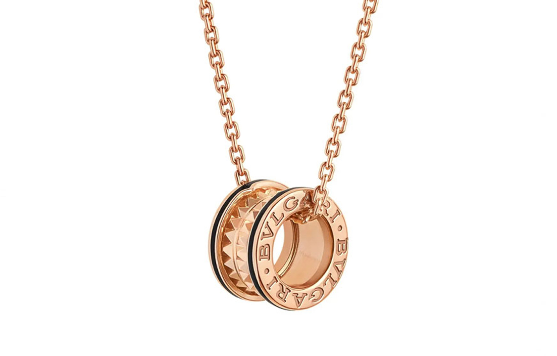 BVLGARI B.ZERO1 Engraved 18k Rose Gold Necklace Unisex Couples Jewelry. 358054 圖 3