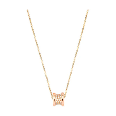 BVLGARI B.ZERO1 Full Diamond 18K Rose Gold Necklace Unisex Couple Rose Gold. CL857518-351116