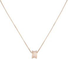 Shop BVLGARI B.ZERO1 滿鑽 18K玫瑰金項鍊 情侶款男女通用設計 CL856300-348035