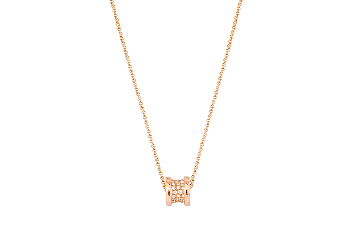Purchase BVLGARI B.ZERO1 Full Diamond 18K Rose Gold Necklace Unisex Couple Rose Gold. CL857518-351116