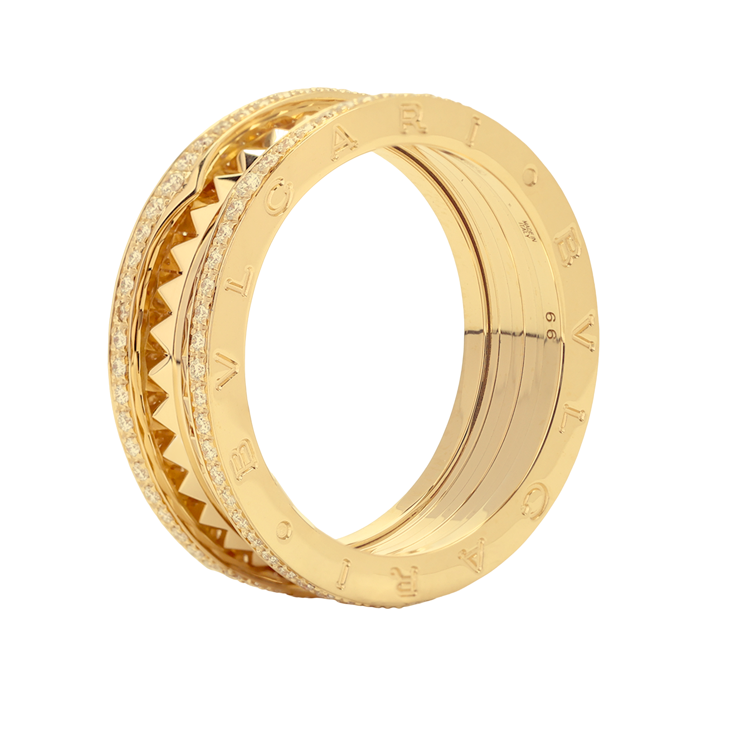 BVLGARI B.ZERO1 Gold Ring K-Gold Engraved Unisex Couple Design. AN859092