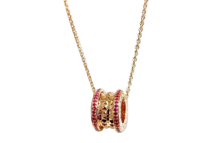 BVLGARI B.ZERO1 Lunar New Year 18K Rose Gold Necklace with Red Gemstone Unisex. CL859215-358306