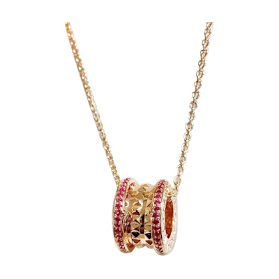 BVLGARI B.ZERO1 Lunar New Year 18K Rose Gold Necklace with Red Gemstone Unisex. CL859215-358306