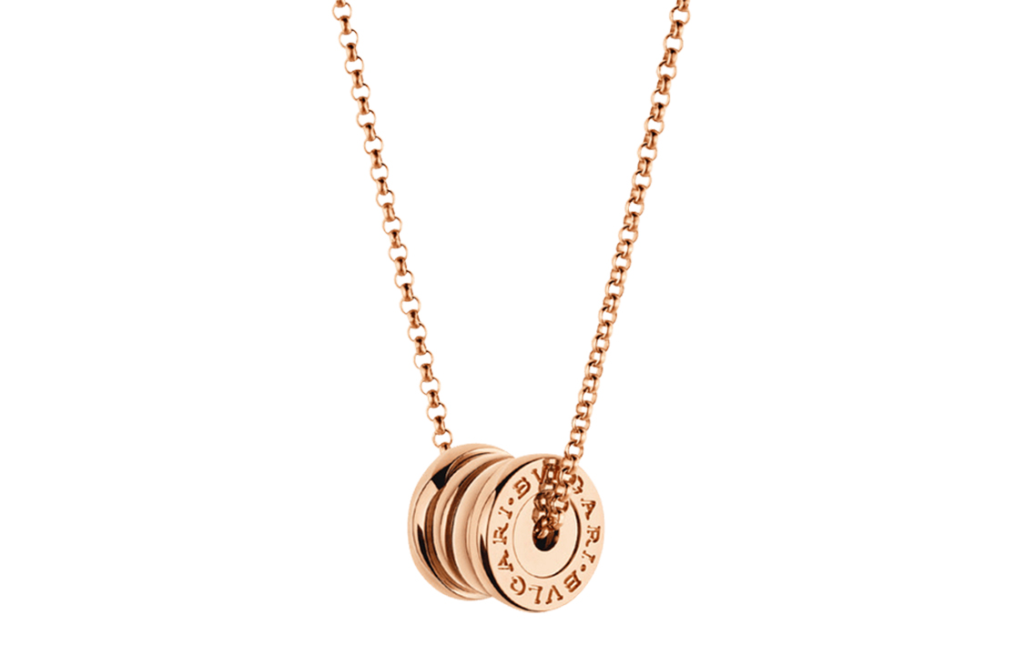 BVLGARI B.ZERO1 Mini 18K Rose Gold Necklace Unisex Couple Style - Rose Gold. CL858837