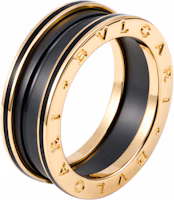 Order BVLGARI B.ZERO1窄版黑陶瓷18K玫瑰金男女戒指 AN858853