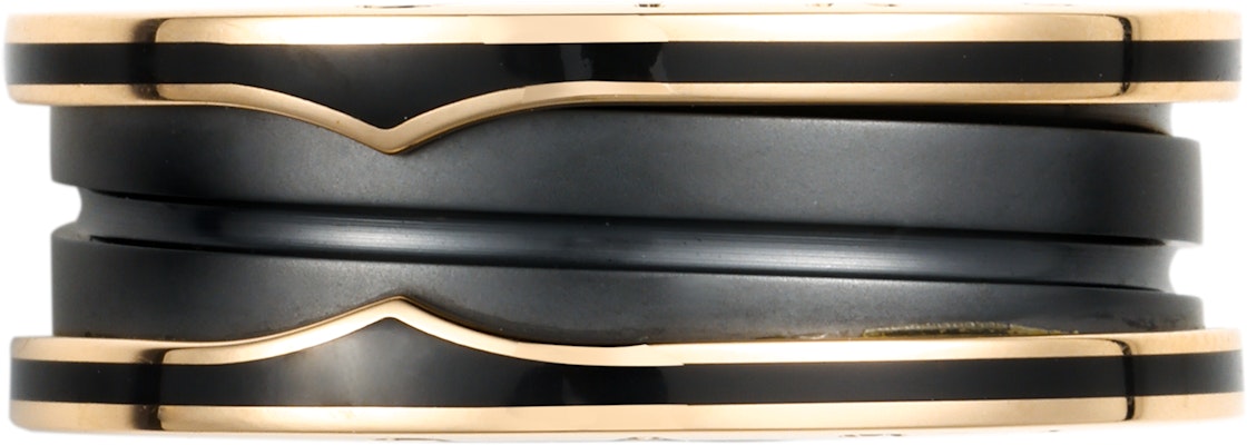 BVLGARI B.ZERO1窄版黑陶瓷18K玫瑰金男女戒指 AN858853 Lookbook BVLGARI B.ZERO1窄版黑陶瓷18K玫瑰金男女戒指 AN858853