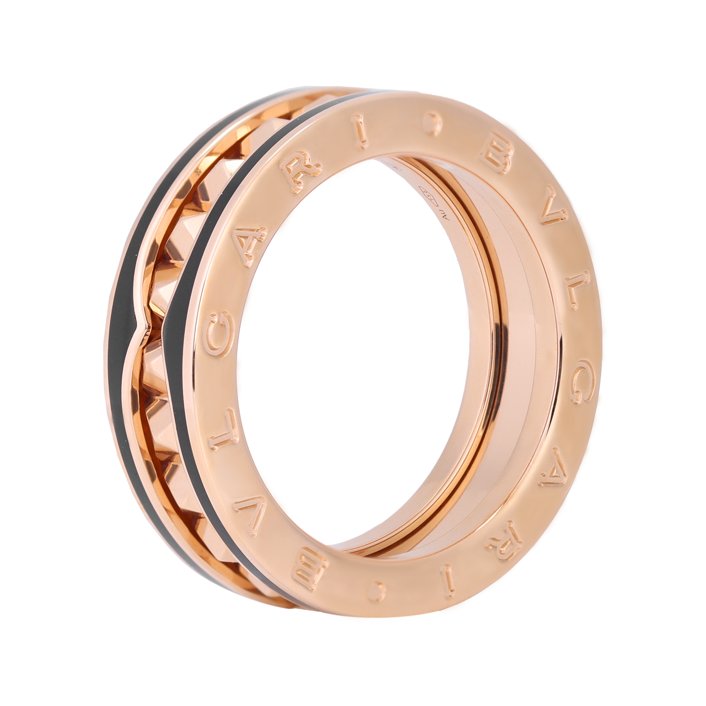 BVLGARI B.ZERO1 Ring Black Ceramic Rose Gold Unisex Couple Jewelry Series AN859080