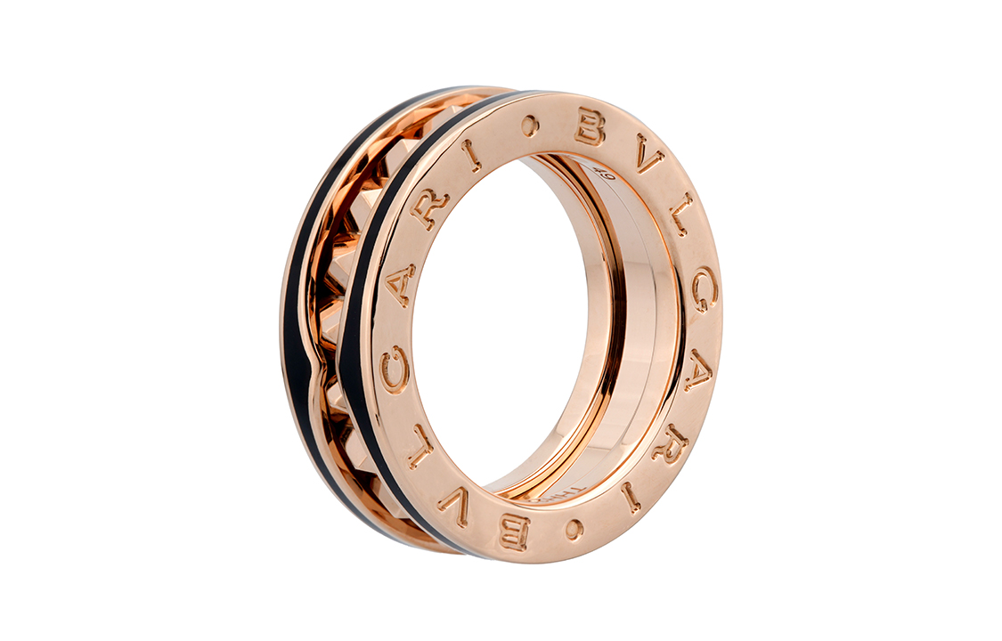 Order BVLGARI B.ZERO1 黑色陶瓷玫瑰金男女情侶戒指配飾系列 AN859080