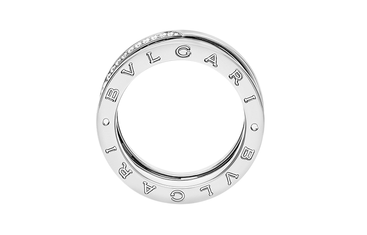 Lookbook BVLGARI B.ZERO1系列18K白金半密鑲鑽石情侶戒指 AN859830