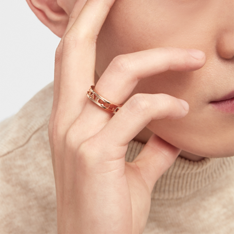 Sizing BVLGARI B.ZERO1 玫瑰金戒指 單圈 男女情侶款設計 358715