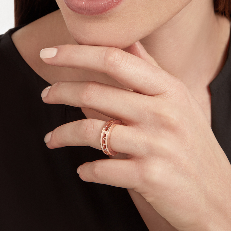 Cheap BVLGARI B.ZERO1 玫瑰金戒指 單圈 男女情侶款設計 358715