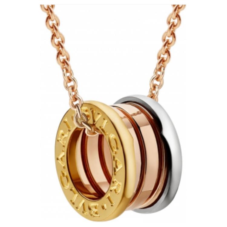 BVLGARI B.ZERO1 Series Tri-Ring K Gold Necklace Unisex Couple Design. CL857654-352397
