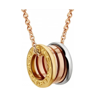 BVLGARI B.ZERO1 Series Tri-Ring K Gold Necklace Unisex Couple Design. CL857654-352397